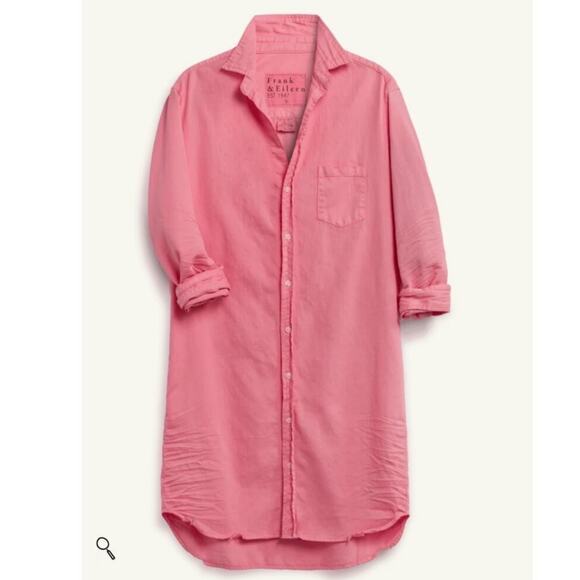 Frank & Eileen Mary Classic Shirtdress Sunset Pink Cotton Size Small Mini - Picture 3 of 13